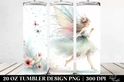 Washed Whimsical Fairy Running, Transparent 20 Oz Tumbler Product Image 2