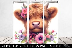 Baby Highland Cow Flowers | 20 Oz Tumbler Product Image 2