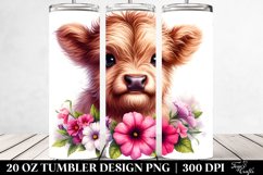 Baby Highland Cow Flowers | 20 Oz Tumbler Product Image 2