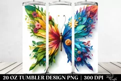Abstract Vibrant Watercolor Butterfly | 20 Oz Tumbler Product Image 2