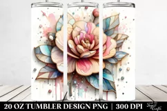Abstract Camellia Metalic Watercolor Tumbler Product Image 2