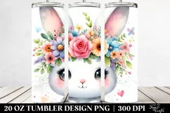 Cartoon-Style Rabbit Colorful Flower Crown 20 Oz Tumbler Product Image 2