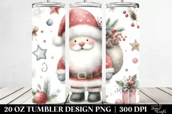 Whimsical Santa Watercolor Tumbler Design Product Image 2