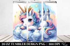 Watercolor Baby Unicorn Palace | 20 oz Tumbler Product Image 2