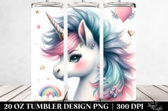 Watercolor Baby Unicorn Haircut | 20 oz Tumbler Product Image 2
