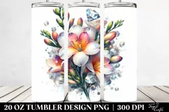 Shiny Diamond Freesia with Watercolor Splash | 20 Oz Tumbler Product Image 2