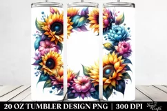 Abstract Floral Sunflower Frame Tumbler Product Image 2