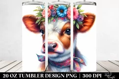 Cute Expressive Cow 20 Oz Tumbler Product Image 2