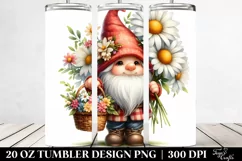 Detailed Cute Gnome with Flower Basket | 20 Oz Tumbler Product Image 2
