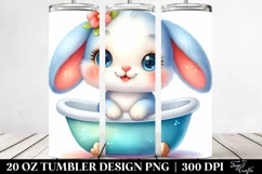 Colorful Watercolor Baby Bunny with Bathtub | 20 Oz Tumbler Product Image 2
