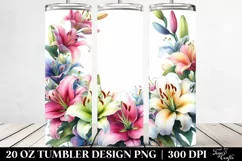 Colorful Floral Frame Lily Tumbler Design Product Image 2