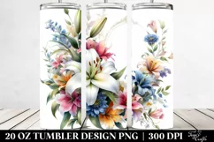 Colorful Floral Frame Lily Tumbler Design Product Image 2