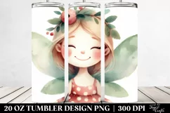 Simple Watercolor Retro Smiling Fairy | 20 oz Tumbler Product Image 2