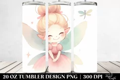 Simple Watercolor Retro Smiling Fairy | 20 oz Tumbler Product Image 2