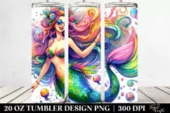 Funny Vibrant Mermaid Drawing | 20 oz Tumbler Product Image 2