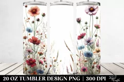 Centered Watercolor Wild Flowers | 20 oz Tumbler Product Image 2