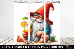 Gnome Silling with Beach Wear Red Hat | 20 Oz Tumbler Product Image 2