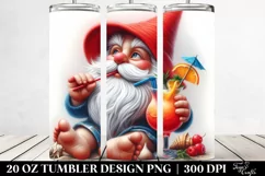 Gnome Silling with Beach Wear Red Hat | 20 Oz Tumbler Product Image 2