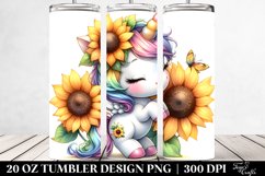 Cute Baby Unicorn with Sunflower | 20 Oz Tumbler Product Image 2