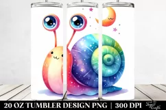 Colorful Watercolor Baby Snail with Smiling Moon | 20 Oz Product Image 2