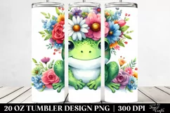 Cute Frog Flower Crown Watercolor Tumbler Product Image 2