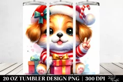 Cute Puppy with Santa Hat 20 Oz Tumbler Product Image 2