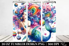 Playing Mermaid Drawing | 20 oz Tumbler Product Image 2