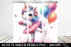 Cute Baby Unicorn Posing as a Dancer with Balloons | 20 Oz Product Image 2
