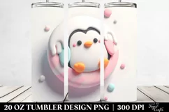 Pastel Penguin Design, Transparent 20 Oz Tumbler Product Image 2