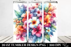 Abstract Watercolor with Hawaiian Flowers 20 Oz Tumbler Product Image 2