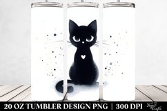 Simple Watercolor Black Cat | 20 oz Tumbler Product Image 2