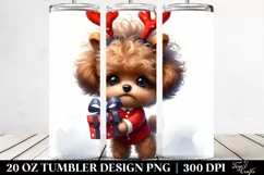 Expressive Baby Poodle with Reindeer Horns 20 Oz Tumbler Product Image 2