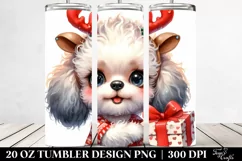 Expressive Baby Poodle with Reindeer Horns 20 Oz Tumbler Product Image 2