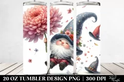 Cute Gnome with Chrysanthemum | 20 oz Tumbler Product Image 2