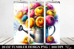 Vibrant Watercolor Ranunculus Tumbler | 20 oz Tumbler Product Image 2