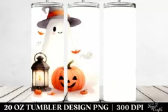 Washed Watercolor Cute Ghost Lantern | 20 oz Tumbler Product Image 2