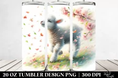 Watercolor Pastel Lamb in Spring | 20 oz Tumbler Product Image 2