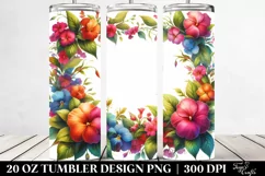 Colorful Watercolor Frame with Impatiens | 20 oz Tumbler Product Image 2