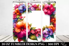 Colorful Watercolor Frame with Impatiens | 20 oz Tumbler Product Image 2