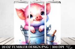 Colorful Small Pig Resting in Bucket | 20 Oz Tumbler Product Image 2