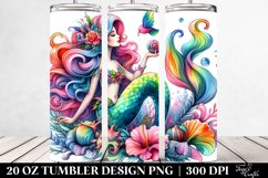 Funny Vibrant Mermaid Drawing | 20 oz Tumbler Product Image 2