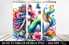 Funny Vibrant Mermaid Drawing | 20 oz Tumbler Product Image 2