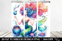 Funny Vibrant Mermaid Drawing | 20 oz Tumbler Product Image 2