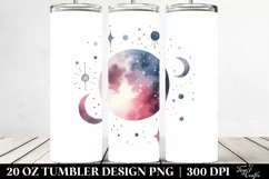 Washed Watercolor Whimsical Moon Clipart, Transparent 20 Oz Product Image 2