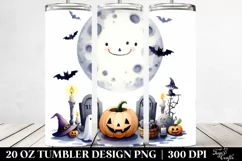 Full Moon Haloween Clipart, Digital 20 Oz Tumbler Product Image 2