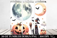 Full Moon Haloween Clipart, Digital 20 Oz Tumbler Product Image 2