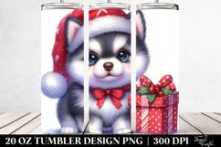 Cute Siberian Husky with Santa Hat 20 Oz Tumbler Product Image 2