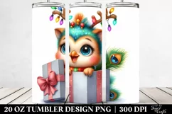 Expressive Baby Peacock with Reindeer Horns Clipart, Vibrant Product Image 2