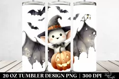 a Watercolor Halloween Bat Clipart, Transparent 20 Oz Product Image 2