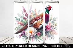 Vibrant Floral Grouse Clipart, Transparent 20 Oz Tumbler Product Image 2